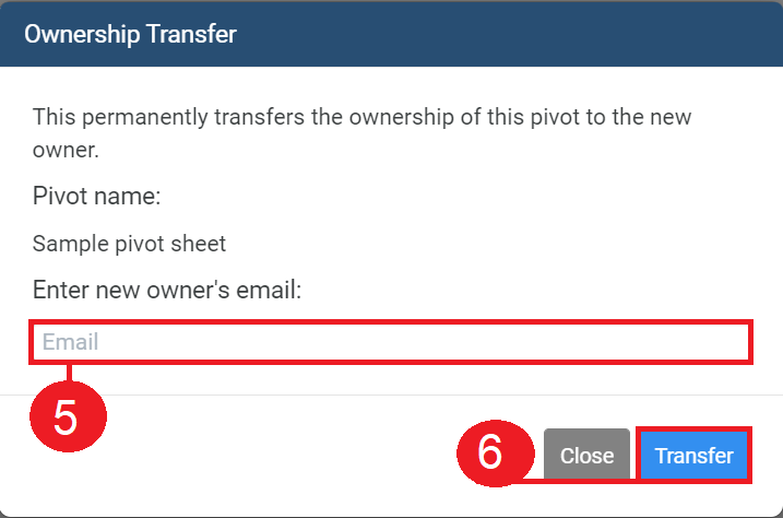 [Ownership Transfer dialog (所有権の移行)] ダイアログ