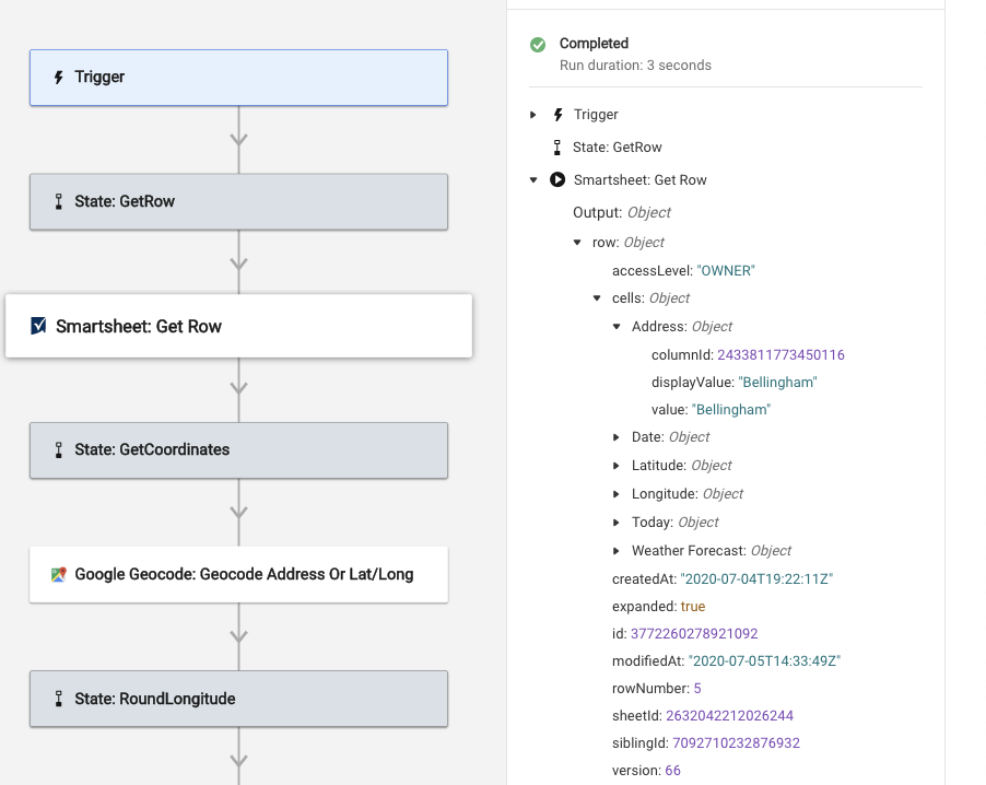 Get Row Address Value in a State