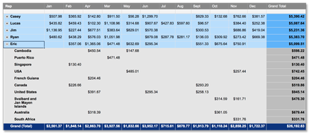 Pivot table final result