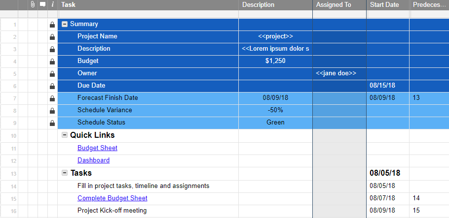 Simple task sheet 