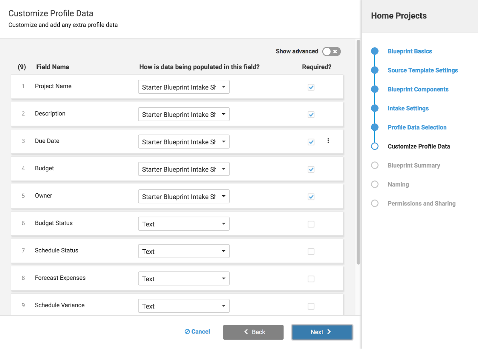 Настройка данных профиля в Smartsheet Control Center