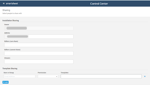 Finestra Condivisione Control Center