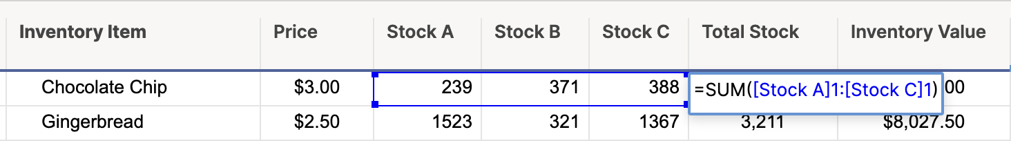 This image shows a formula referencing a row. 