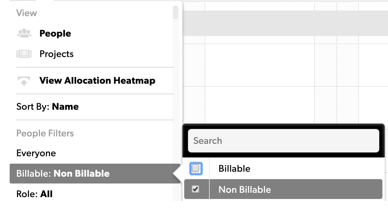 Dieses Bild zeigt die Option „Nicht abrechnungsfähig“ im Zeitplan