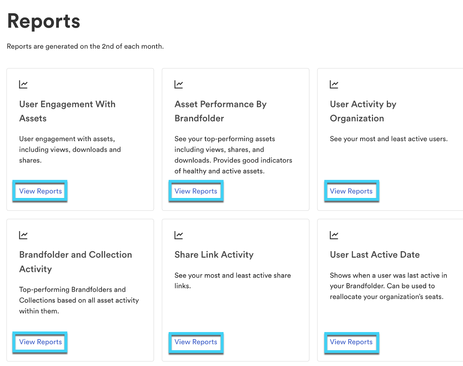 This image shows the View Reports buttons available for each report type.